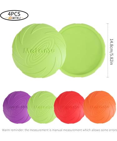 JSMTKJ Dog Frisbee Set - 4 Natural Rubber Flying Discs for Training & Play | Perfect Dog Toys in Orange Red Green Purple - Buy Online on GoSupps.com
