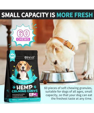 Calming Dog Treats for Anxiety - Calming Hemp Treats for Dog - Dog Anxiety Relief with Hemp Oil -Natural Stress Relief During Firework Storm Separation Barking - Beef Flavor Chewing Treats-60 Count - Buy Online on GoSupps.com
