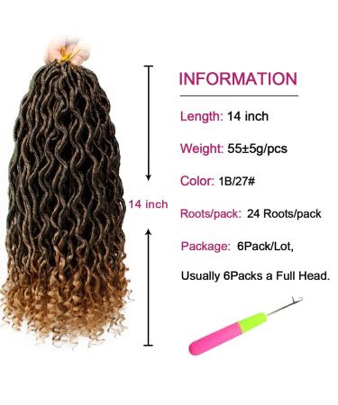 Goddess Locs Crochet Hair 14 Inch 6 Packs - Pre Looped Curly Faux Locs for Black Women | Wavy Synthetic Braids Hair Extensions in T1B-27# Color - Buy Online on GoSupps.com