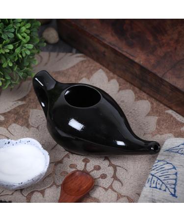Durable Leak Proof Ceramic Neti Pot - Natural Sinus Relief | Microwave & Dishwasher Safe - Black - Buy Online on GoSupps.com