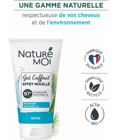 Natur Moi - Wet Effect Styling Gel - Non-Greasy Non-Sticky - 12 Hour Hold - All Hair Types - 97% Natural Origin - Organic Barley - 150ml - Recycled Tube - Made in France - Buy Online on GoSupps.com