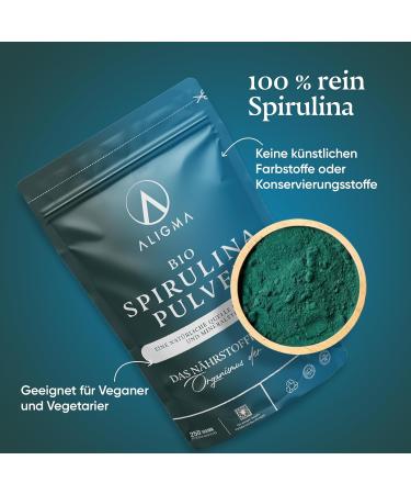 Aligma Bio Spirulina Powder 250g | Vegan Super Greens for Immune Support | Nutrient-Rich Gluten-Free Protein - Buy Online on GoSupps.com