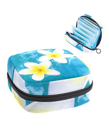 Plumeria Flowers Sanitary Napkin Storage Bag Feminine Menstrual Cup Pouches Nursing Pad Holder Tampon Bags Portable Period Bag for Women Teen Girls 1Pcs Multi-colored 12