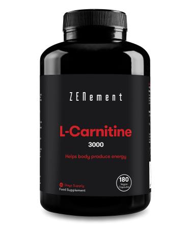 L-Carnitine 3000mg per dose | Improves Sports Performance Weight Loss Energy Resistance | High Strength Acetyl L-Carnitine | 180 Vegan Capsules | Non GMO Gluten Free | Zenement