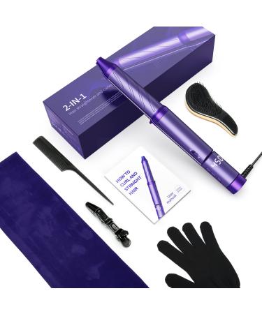 Hair Straightener and Curler 2 in 1 Professional Hair Straightener Flat Iron for All Hairstyles 15s Fast Heating LCD 265 F-450 F 13 Heating Modes & 60min Auto Off Gift for Girls Women
