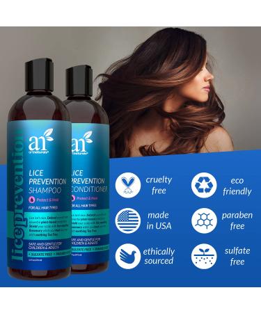 ArtNaturals Lice Prevention Shampoo & Conditioner - 16 Fl Oz x 2 - Rosemary & Tea Tree - for Adults & Kids - Daily Use - Sulfate & Paraben Free - All Hair Types - Buy Online on GoSupps.com