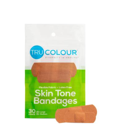 Tru-Colour Skin Tone Bandages: Olive-Moderate Brown Single Bag (30-Count Green Bag)