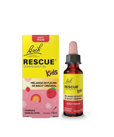 RESCUE KIDS - Compte-Gouttes go t Fraise - Bien- tre motionnel - M lange de 5 Fleurs de Bach Original - Id al pour la rentr e des classes les voyages et les vacances - Sans alcool - Flacon 10ml