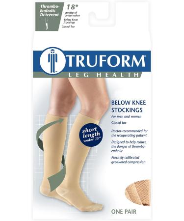 Truform Short Length Surgical Stockings | 18 mmHg Compression for Men & Women | Closed Toe Beige | Medium Size (1 Pair) - International Shipping Available - Buy Online on GoSupps.com