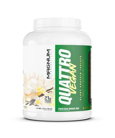 Magnum Nutraceuticals - Vegan Quattro Plant-Based Protein Powder - Vanilla Flavor 4lb Vanilla 4 Pound