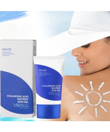 Face Sunscreen Lotion SPF 50 Hyaluronic Acid Watery Sun Gel Refreshing Moisturizing Skin Care Sunscreen Face and Body Sunscreen (Without Whitening ingredients)