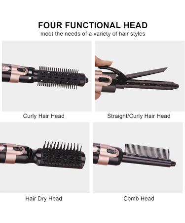 4-in-1 Hot Air Hair Blow Triple Barrel Waver | Automatic Curling Iron & Straightener Brush - Tourmaline Ceramic Low Noise Design - Buy Online on GoSupps.com