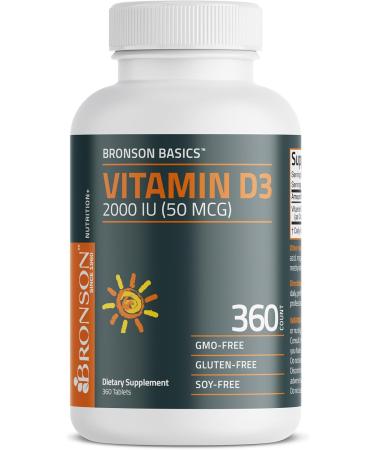 Bronson Vitamin D3 2000 IU (50mcg) Non-GMO, 360 Tablets - Buy Online on GoSupps.com