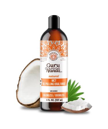 GuruNanda MCT Oil Pulling Mouthwash for Gentle & Natural Oral Care Pure Coconut Oil Extracts Unflavoured Odorless & Colorless Alcohol-Free 8 Oz