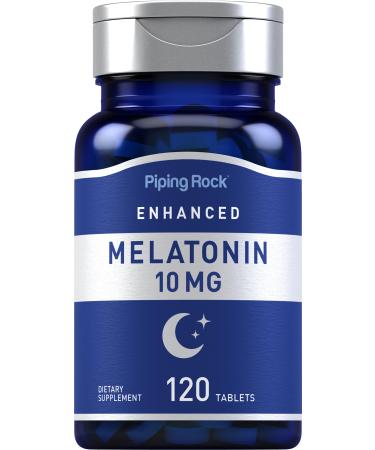 Piping Rock Melatonin 10mg | 120 Tablets | with L-Theanine | Adult Sleep Supplement | Extra Strength Formula | Vegetarian Non-GMO Gluten Free