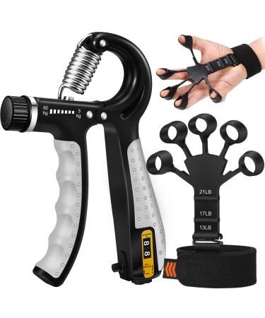 Hand Grip Strengthener - Adjustable Hand Exerciser and Finger Stretcher - Grip Strength Trainer for Muscle Building, Hand Therapy and Recovery - Relieve Pain for Arthritis, Carpal Tunnel