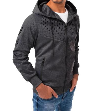 Men's Anime Hoodie - Slim Fit Long Sleeve Zip-up Sweatshirt - Grey, Medium - Buy Online on GoSupps.com