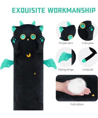 Mewaii 44in Long Cat Plush Pillow Stuffed Animal - Cute Big Green Eyes, Soft Toy for Kids (Black) - Buy Online on GoSupps.com