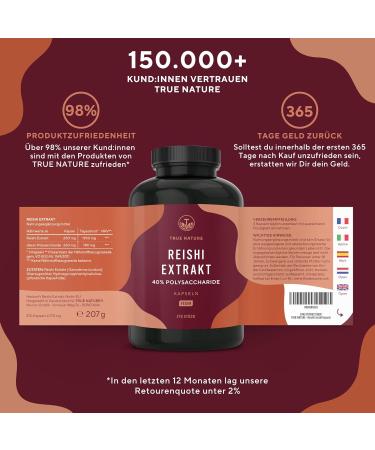 Reishi Mushroom Extract 270 Capsules | 40% Polysaccharides | High-Dose 1950mg | Vegan & Lab Tested | True Nature  - Buy Online on GoSupps.com