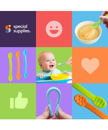 Special Supplies Duo Spoon Oral Motor Therapy Tools 3 Pack - Textured Stimulation for Babies, Toddlers, Kids - BPA Free Silicone - Orange Green Blue - Buy Online on GoSupps.com
