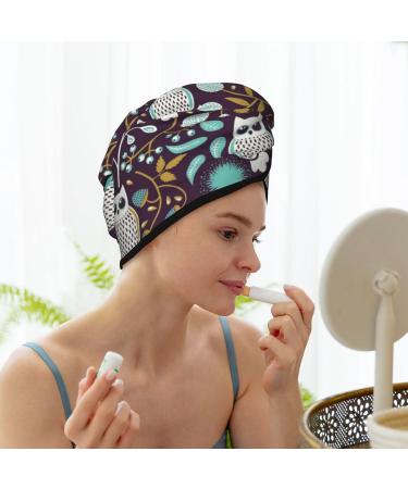 Forest Cute Owl Microfiber Hair Towel Wrap Super Absorbent Coral Velvet Cap for Long Curly & Thick Hair - Buy Online on GoSupps.com