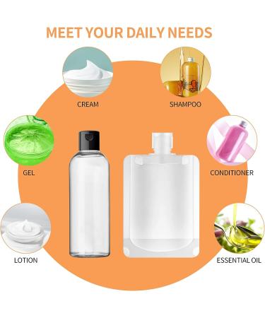 5 Pack 3.4oz Clear Plastic Squeeze Bottles & 3 Refillable Travel Pouches - TSA Approved for Cosmetics - Labels Included - Buy Online on GoSupps.com