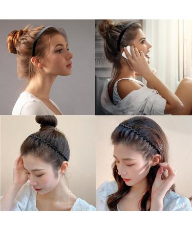 4-Pack Black Elastic Hair Bands for Men | Anti-Slip Zigzag Headbands for Yoga & Outdoor Sports - Buy Online on GoSupps.com