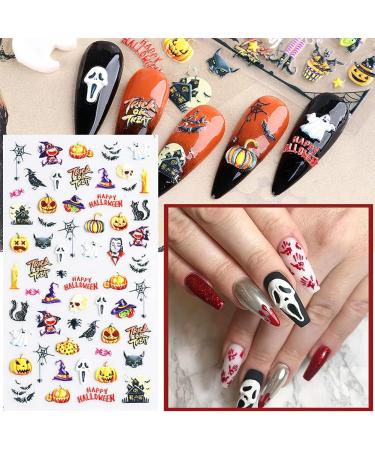 5D Halloween Nail Art Stickers Stereoscopic Embossed Nail Art Stickers Decals with Adhesive 5D Halloween Sticker Decoration for Women Girl Children Kids - Buy Online on GoSupps.com