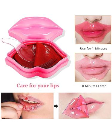 Moisturizing Lip Mask - Reduces Lines, Restores Moisture, Nourishes Skin - Plumping Lip Care Gel Treatment - 20Pcs (Pink) - Buy Online on GoSupps.com