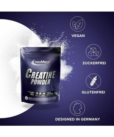 Buy Ironmaxx Creatine Monohydrate Powder 300g - Vegan Sugar-Free 5000mg Per Portion - Optimize Fitness & Performance - Buy Online on GoSupps.com