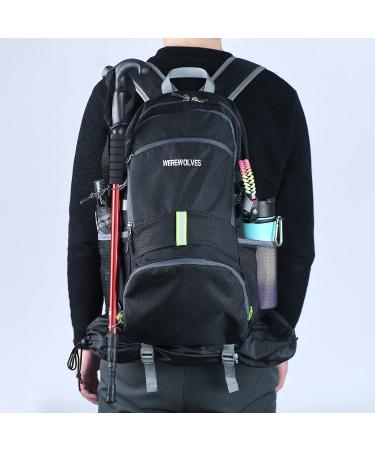 WEREWOLVES 35L Lightweight Hiking Backpack - Ultralight Foldable Water Resistant Daypack for Outdoor Sports and Travel - Black 35L - Buy Online on GoSupps.com