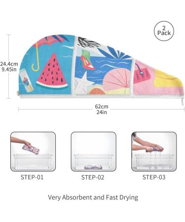 Summer Elements Hair Towel 2 Pack - Super Absorbent Quick Dry Hair Turbans for Women & Girls - Buy Online on GoSupps.com