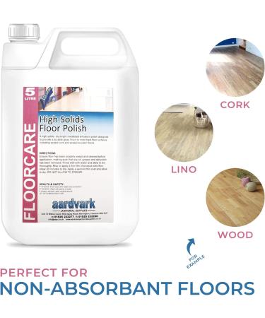 5L Aardvark High Solids Floor Polish - Professional Medium to High Wear Durable Gloss Emulsion Surface Finish to Wooden Sealed Cork Sealed & Lino Floors - Buy Online on GoSupps.com