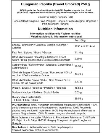 Chili-Trade Hungarian Paprika Premium Quality Origin: Kalocsa Hungary (Sweet & Smoked 250g) - Buy Online on GoSupps.com
