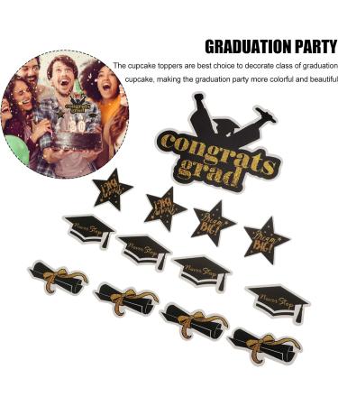 jojofuny 39 Pcs Insert Card Grad Cupcake Toppers Cake Decoration Party Supplies Grad Party Cupcake Toppers Graduation Cap Graduation Fruit Pick Decorative Topper Set The Paper Toothpick Blackx3pcs 20X14.5X0.1CMx3pcs - Buy Online on GoSupps.com