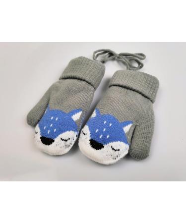 IEasey Baby Winter Knitted Mittens 0-3 Years - Fox Design, Fleece Lined Gloves for Boys and Girls - Warm & Cozy Hand Warmer for Cold Weather - Xmas Gift - Grey - Buy Online on GoSupps.com