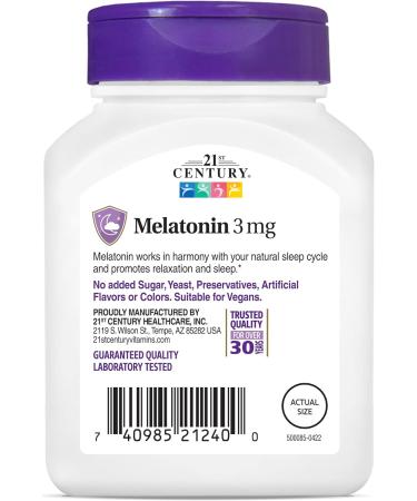 21st Century Melatonin 3 mg 90 Tablets - Buy Online on GoSupps.com