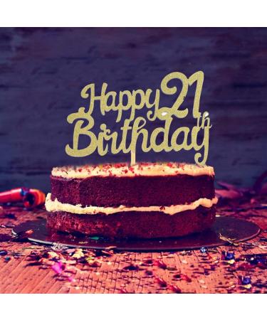 QXY Gold Happy 21th Birthday Cake Topper Birthday Anniverysary Decorations for Birthday Party Supplies - Buy Online on GoSupps.com