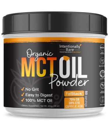 Organic MCT Oil Powder - Zero Net Carbs - No Grit Formula - Keto - Paleo - Vegan Friendly - 70% C8 - 30% C10 - Excellent in Shakes - Smoothies & Coffee - Unflavored - 50 Servings