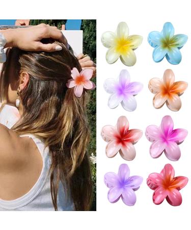 Plastic Flowers Hair clip large 8 pieces Kavya Flower Hair Clip Multi -colored acrylic hair clip flower hair clip women slip -resistant hair clips Elegant hair accessories for women girls - Buy Online on GoSupps.com