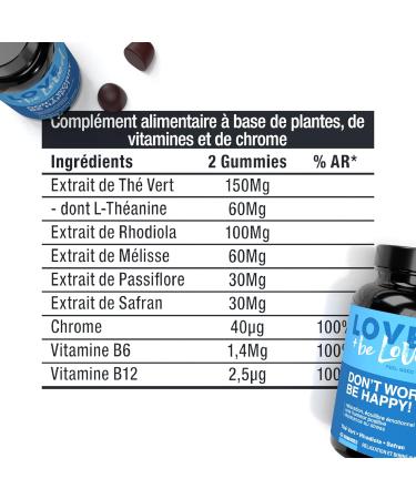 Love and be Loved | Saffron Rhodiola L-Theanine Gummies | Anti-Stress and Good Mood | 42 Vegan Gummies | Dietary Supplement Stress Anxiety Iritability Nervousness | Made in France - Buy Online on GoSupps.com