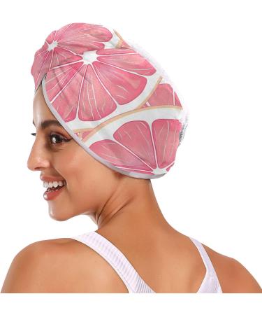 Buy Pink Grapefruit Slices Hair Towel 2 Pack | Super Absorbent Quick Dry Hair Turbans for Women & Girls - Buy Online on GoSupps.com