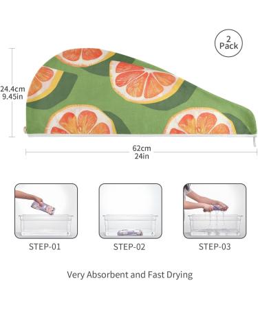 Super Absorbent Citrus Hair Towel 2 Pack | Quick Dry Hair Turbans for Women & Girls | Ideal for Fast Drying & Easy Styling - Buy Online on GoSupps.com