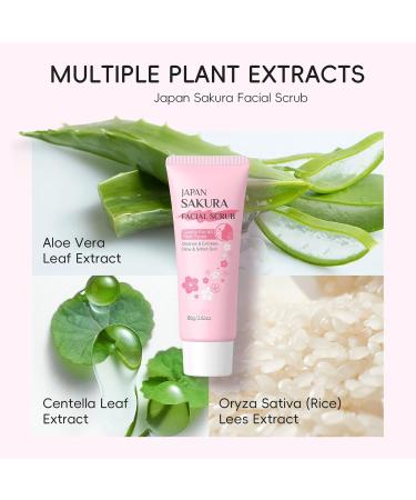 Facial Exfoliating Scrub Gently Cleans Pores Hydrates & Moisturizes Dry Skin JAPAN SAKURA Facial Scrub Glow & Soften (80g/2.82oz.) - Buy Online on GoSupps.com