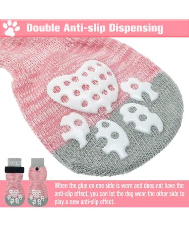Pupeck Double-Sided Anti-Slip Dog Socks - 2 Pairs with Adjustable Straps for Indoor Use - Pink Traction Control for Small Dogs - Summer Paw Protection on Hardwood Floors - Buy Online on GoSupps.com