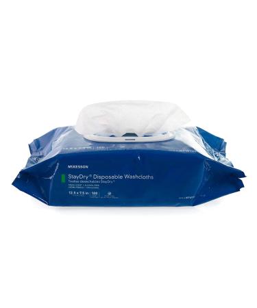 McKesson StayDry Disposable Washcloths with Aloe 100 Count - Hypoallergenic Pre-Moistened Wipes with Vitamin E - Buy Online on GoSupps.com
