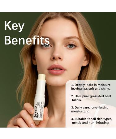 Moisturizing Tallow Lip Care Balm Grass-Fed Beef Tallow Lip Balm with Honey Shea Butter & Squalane Natural Lip Care for Dry Chapped Lips 3Pack - Buy Online on GoSupps.com
