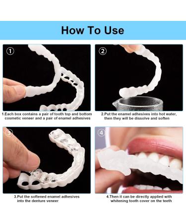 Buy Cosmetic Dentures - Temporary False Teeth Set for Men & Women | Dental Cover Top & Bottom | 2 Pairs - Buy Online on GoSupps.com