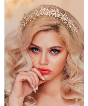 SWEETV Rhinestone Bridal Headband - Gold Wedding Tiara for Bride | Hair Accessories for Women - Buy Online on GoSupps.com