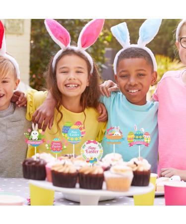 Adorable Happy Easter Egg Cupcake Toppers for Kids Set of 18 - These are bunny decorations that boys and girls will love at Easter parties baby showers and themed birthday parties - SugarGera - Buy Online on GoSupps.com